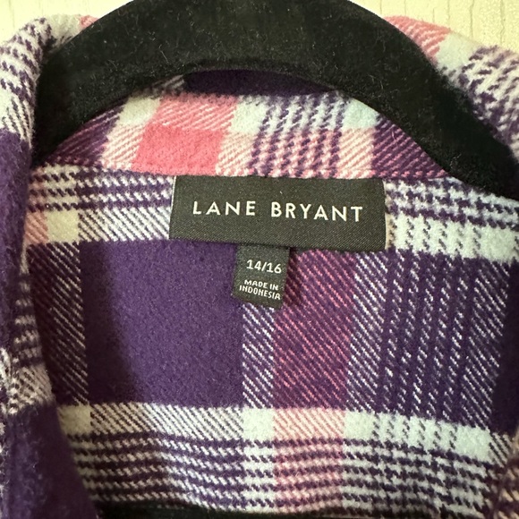 Lane Bryant Button-Front Plaid Shacket - Picture 3 of 7